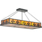 Meyda Lighting Gothic Fleur-de-lis 48" 6-Light Textured Black Inverted Island Pendant Light With Amber Mica Shade Glass