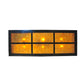 Meyda Lighting Gothic Fleur-de-lis 48" 6-Light Textured Black Inverted Island Pendant Light With Amber Mica Shade Glass