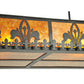 Meyda Lighting Gothic Fleur-de-lis 48" 6-Light Textured Black Inverted Island Pendant Light With Amber Mica Shade Glass