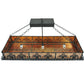 Meyda Lighting Gothic Fleur-de-lis 48" 6-Light Textured Black Inverted Island Pendant Light With Amber Mica Shade Glass