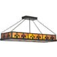 Meyda Lighting Gothic Fleur-de-lis 48" 6-Light Textured Black Inverted Island Pendant Light With Amber Mica Shade Glass