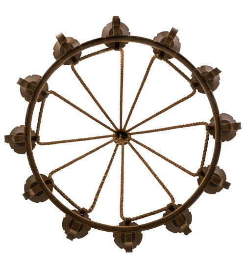 Meyda Lighting Goulaine Corde 48" 12-Light Rust Iron Chandelier With Ivory Faux Candlelight