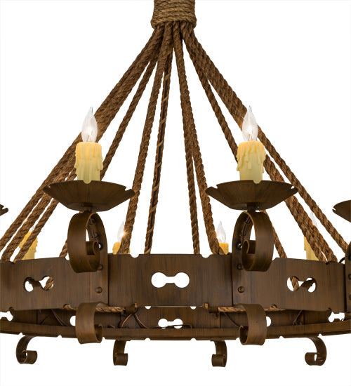 Meyda Lighting Goulaine Corde 48" 12-Light Rust Iron Chandelier With Ivory Faux Candlelight