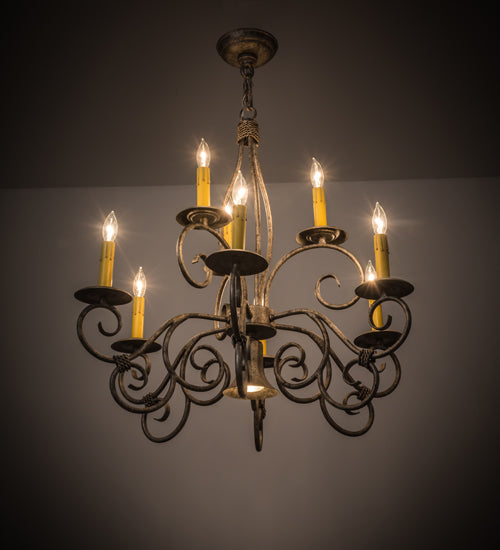 Meyda Lighting Grace 26" 10-Light Corinth Chandelier With Amber Faux Candlelight