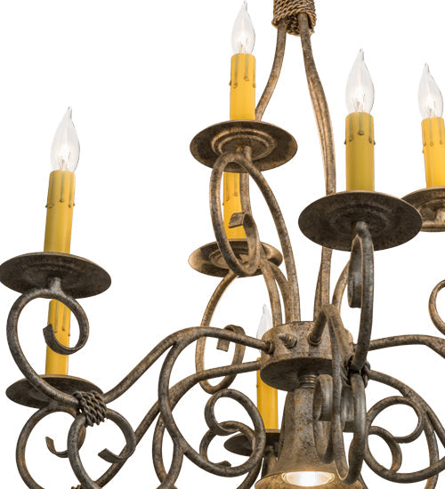 Meyda Lighting Grace 26" 10-Light Corinth Chandelier With Amber Faux Candlelight