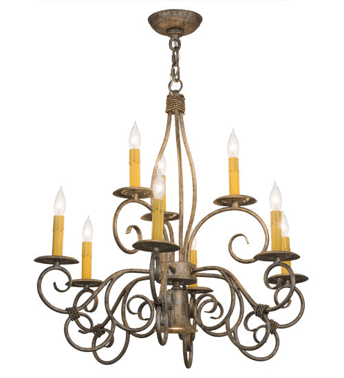 Meyda Lighting Grace 26" 10-Light Corinth Chandelier With Amber Faux Candlelight