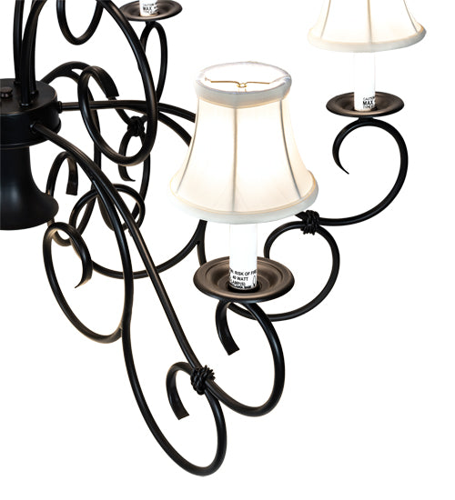 Meyda Lighting Grace 36" 10-Light 2-Tier Blackwash Chandelier With Cream Textrene Shade