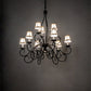 Meyda Lighting Grace 36" 10-Light 2-Tier Blackwash Chandelier With Cream Textrene Shade
