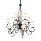 Meyda Lighting Grace 36" 10-Light 2-Tier Blackwash Chandelier With Cream Textrene Shade
