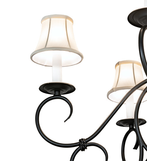 Meyda Lighting Grace 36" 10-Light 2-Tier Blackwash Chandelier With Cream Textrene Shade