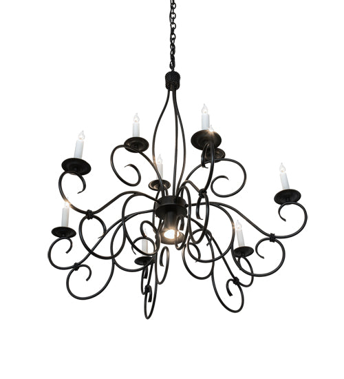 Meyda Lighting Grace 36" 10-Light 2-Tier Blackwash Chandelier With White Faux Candlelight