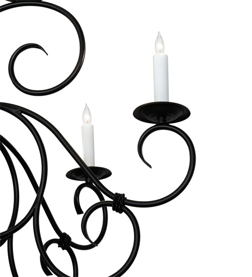 Meyda Lighting Grace 36" 10-Light 2-Tier Blackwash Chandelier With White Faux Candlelight