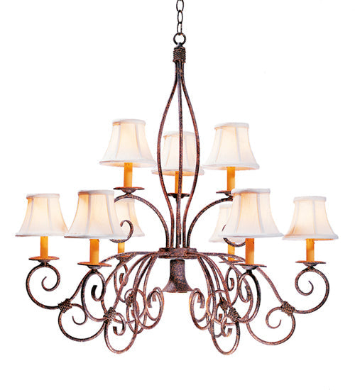 Meyda Lighting Grace 36" 10-Light 2-Tier Pate Chandelier With Cream Textrene Shade