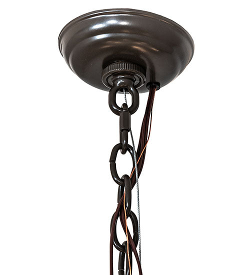 Meyda Lighting Grace 40" 10-Light 2-TIer Timeless Bronze Chandelier With White Natural Linen Shade
