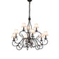 Meyda Lighting Grace 40" 10-Light 2-TIer Timeless Bronze Chandelier With White Natural Linen Shade
