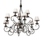 Meyda Lighting Grace 40" 10-Light 2-TIer Timeless Bronze Chandelier With White Natural Linen Shade
