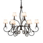 Meyda Lighting Grace 40" 10-Light 2-TIer Timeless Bronze Chandelier With White Natural Linen Shade
