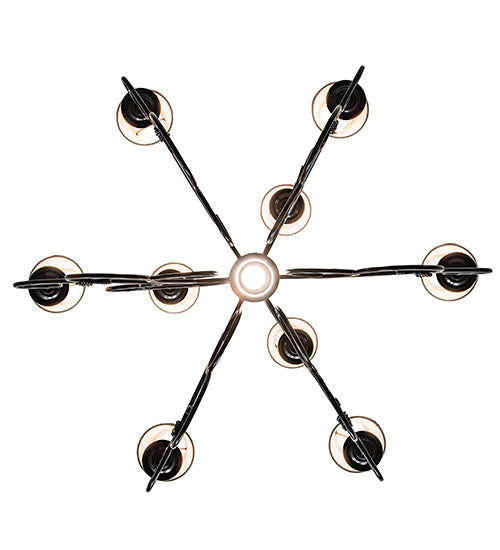 Meyda Lighting Grace 40" 10-Light 2-TIer Timeless Bronze Chandelier With White Natural Linen Shade