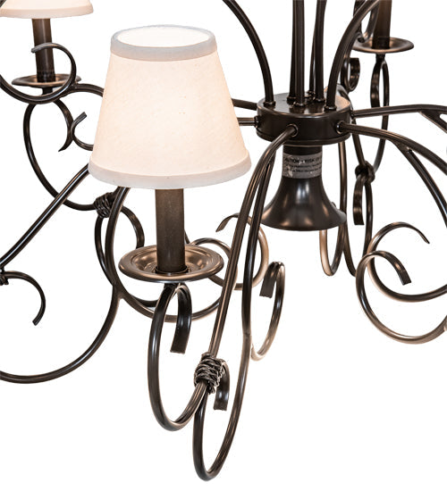 Meyda Lighting Grace 40" 10-Light 2-TIer Timeless Bronze Chandelier With White Natural Linen Shade