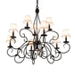 Meyda Lighting Grace 40" 10-Light 2-TIer Timeless Bronze Chandelier With White Natural Linen Shade