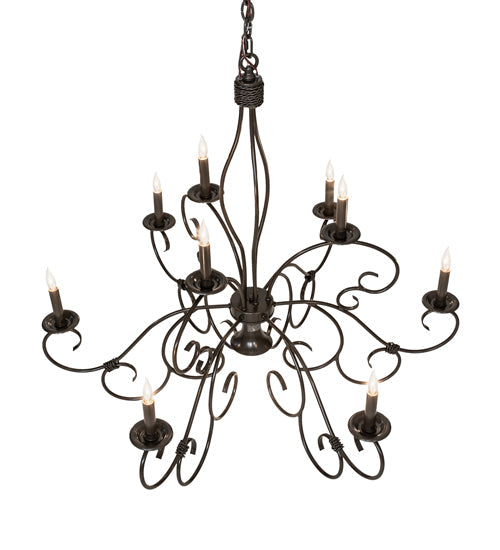 Meyda Lighting Grace 40" 10-Light 2-Tier Timeless Bronze Chandelier