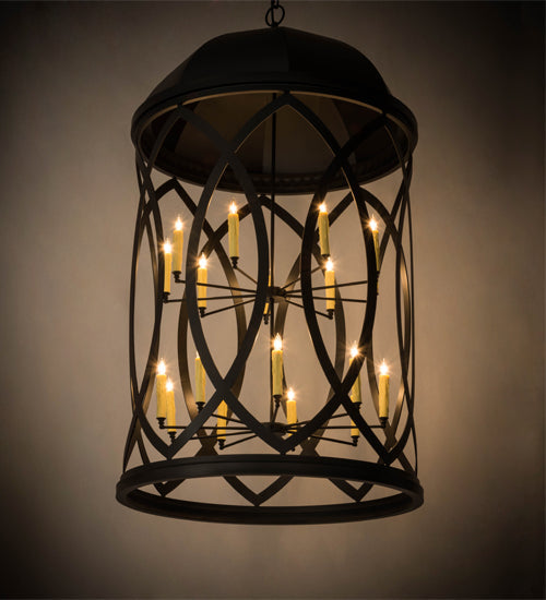 Meyda Lighting Grafton 42" 18-Light Textured Black Pendant Light With Ivory Faux Candlelight