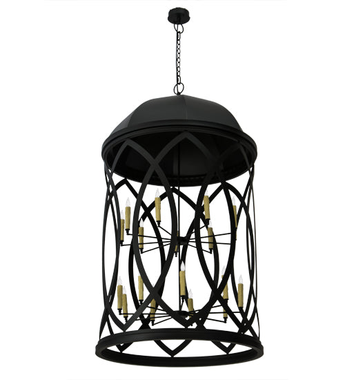 Meyda Lighting Grafton 42" 18-Light Textured Black Pendant Light With Ivory Faux Candlelight