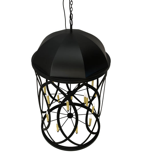 Meyda Lighting Grafton 42" 18-Light Textured Black Pendant Light With Ivory Faux Candlelight