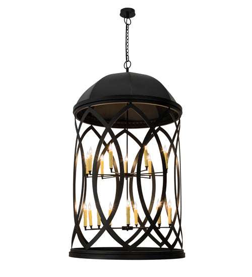 Meyda Lighting Grafton 42" 18-Light Textured Black Pendant Light With Ivory Faux Candlelight