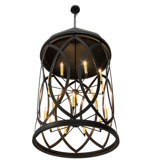 Meyda Lighting Grafton 42" 18-Light Textured Black Pendant Light With Ivory Faux Candlelight