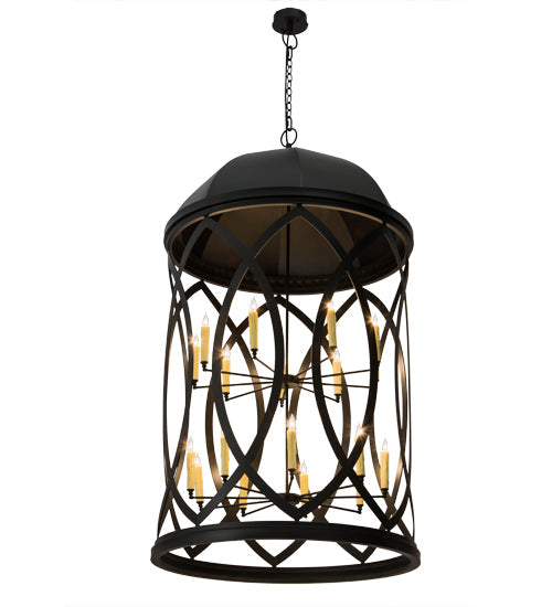 Meyda Lighting Grafton 42" 18-Light Textured Black Pendant Light With Ivory Faux Candlelight