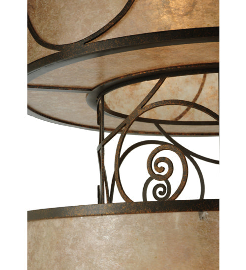 Meyda Lighting Granada 24" 9-Light 3-Tier Gilded Tobacco Pendant Light With Silver Mica Shade Glass