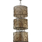 Meyda Lighting Granada 24" 9-Light 3-Tier Gilded Tobacco Pendant Light With Silver Mica Shade Glass
