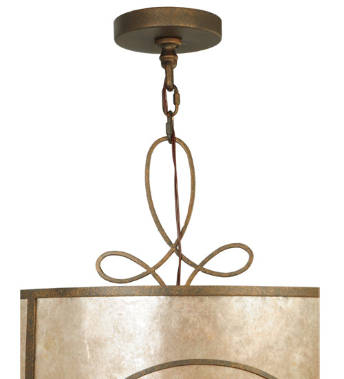 Meyda Lighting Granada 24" 9-Light 3-Tier Gilded Tobacco Pendant Light With Silver Mica Shade Glass