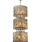 Meyda Lighting Granada 24" 9-Light 3-Tier Gilded Tobacco Pendant Light With Silver Mica Shade Glass