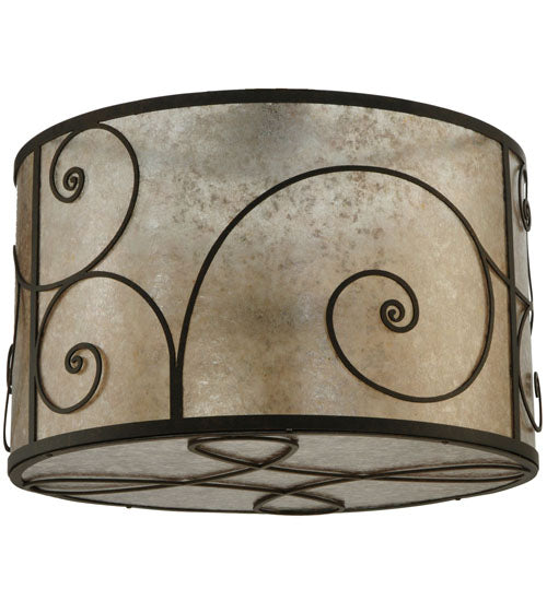 Meyda Lighting Granada 30" 5-Light Gilded Tobacco Flush Mount Light With Silver Mica Shade Glass