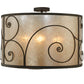 Meyda Lighting Granada 30" 5-Light Gilded Tobacco Flush Mount Light With Silver Mica Shade Glass