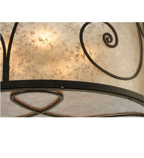 Meyda Lighting Granada 30" 5-Light Gilded Tobacco Flush Mount Light With Silver Mica Shade Glass