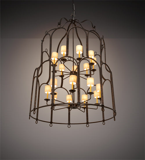 Meyda Lighting Grand Stair 54" 18-Light Gilded Tobacco Chandelier With Antique Cream Textrene Shade