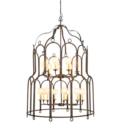 Meyda Lighting Grand Stair 54" 18-Light Gilded Tobacco Chandelier With Antique Cream Textrene Shade