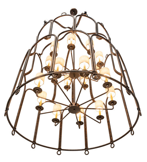 Meyda Lighting Grand Stair 54" 18-Light Gilded Tobacco Chandelier With Antique Cream Textrene Shade