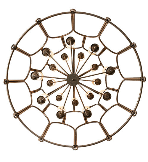 Meyda Lighting Grand Stair 54" 18-Light Gilded Tobacco Chandelier With Antique Cream Textrene Shade