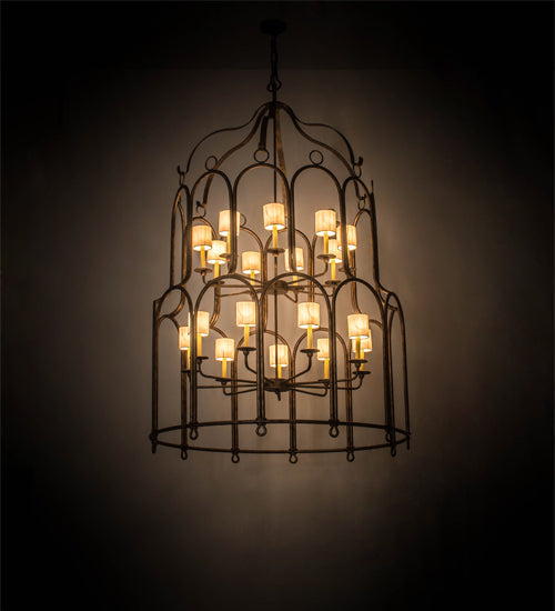 Meyda Lighting Grand Stair 54" 18-Light Spanish Gold Chandelier With Antique Cream Textrene Shade