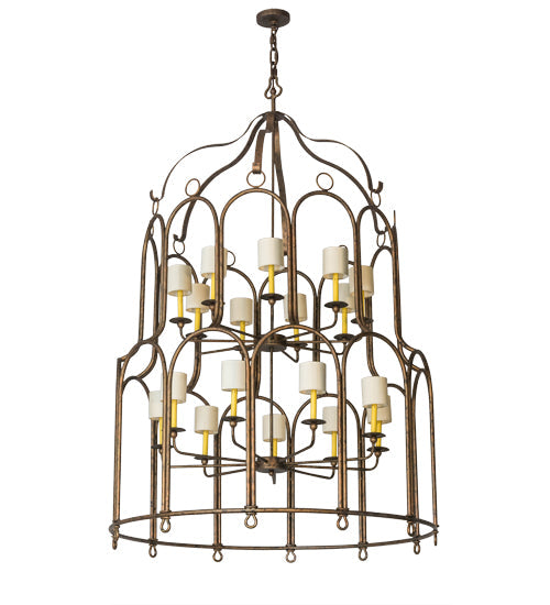 Meyda Lighting Grand Stair 54" 18-Light Spanish Gold Chandelier With Antique Cream Textrene Shade