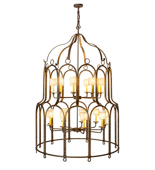 Meyda Lighting Grand Stair 54" 18-Light Spanish Gold Chandelier With Antique Cream Textrene Shade