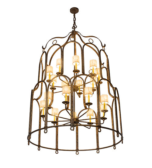 Meyda Lighting Grand Stair 54" 18-Light Spanish Gold Chandelier With Antique Cream Textrene Shade