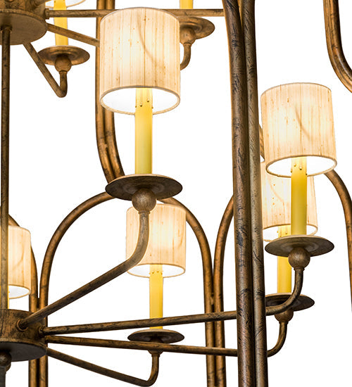 Meyda Lighting Grand Stair 54" 18-Light Spanish Gold Chandelier With Antique Cream Textrene Shade