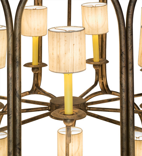 Meyda Lighting Grand Stair 54" 18-Light Spanish Gold Chandelier With Antique Cream Textrene Shade