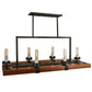 Meyda Lighting Grand Terrace 38" 10-Light Wrought Iron Island Chandelier With Frosted Amber Shade Glass