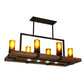 Meyda Lighting Grand Terrace 38" 10-Light Wrought Iron Island Chandelier With Frosted Amber Shade Glass
